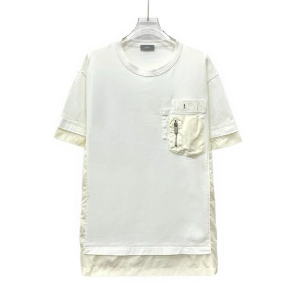 DM0192 Christian Dior colorblock logo letter embroidery cotton round neck short